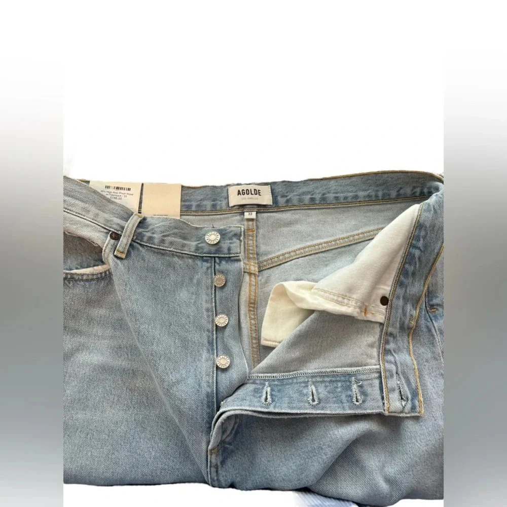 NWT Agolde 90s High Rise Pinch Button Fly Waist Jeans in Flashback Blue Size 33 - Picture 10 of 10